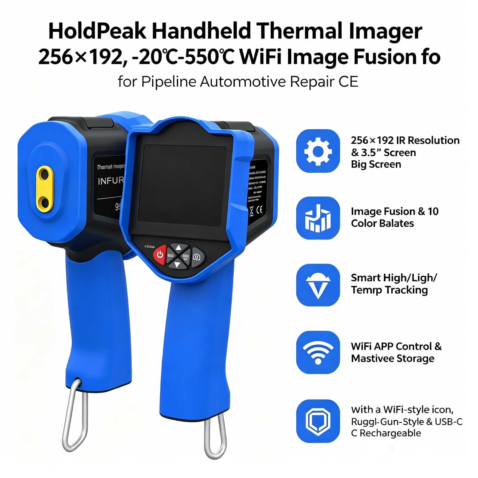 Thermal Imaging Camera 256X192 - Telecamera termica HoldPeak, 256x192 IR, schermo